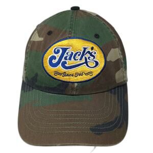 Jack's Camo Baseball Cap Green One Size Bishop California Logo Embroidered Hat